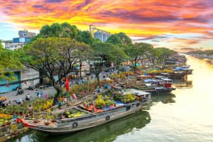 Vietnam Flower Market Boat Dock