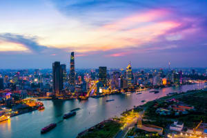 Vietnam Aerial View of the Ho Chi Minh City Skyline