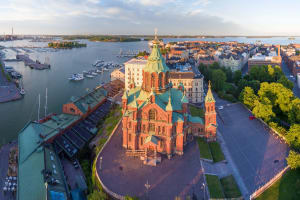 Helsinki, Finland Helsinki panoramic aerial city view at dusk