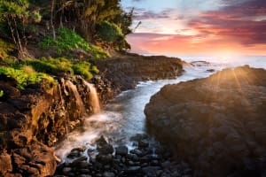 Hawaii Queen's Bath at Sunset