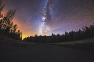 Flagstaff Milky Way and Shooting Star in the Night Sky