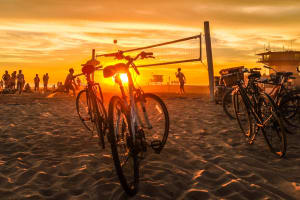 Los Angeles Volleyball at sunset, Venice Beach