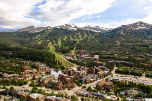 Breckenridge Aerial View of Breckenridge with the Rocky Mountains in the Background