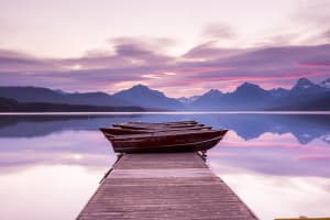 Montana Boats on a Dock at Lake McDonald