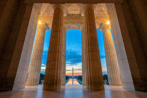 Washington D.C. View of Washington Monument from Lincoln Memorial
