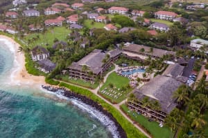 Ko'a Kea Resort on Poipu Beach Aerial View