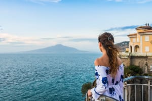 Naples/Sorrento/Amalfi Coast Woman overlooking sea, Naples