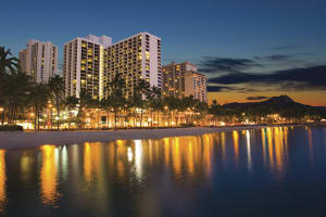 Waikiki Beach Marriott Resort and Spa at night
