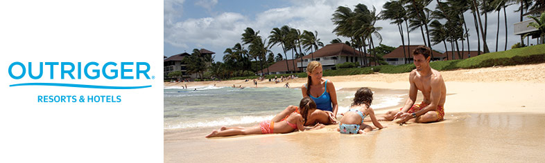 Family on beach, Outrigger Hawaii